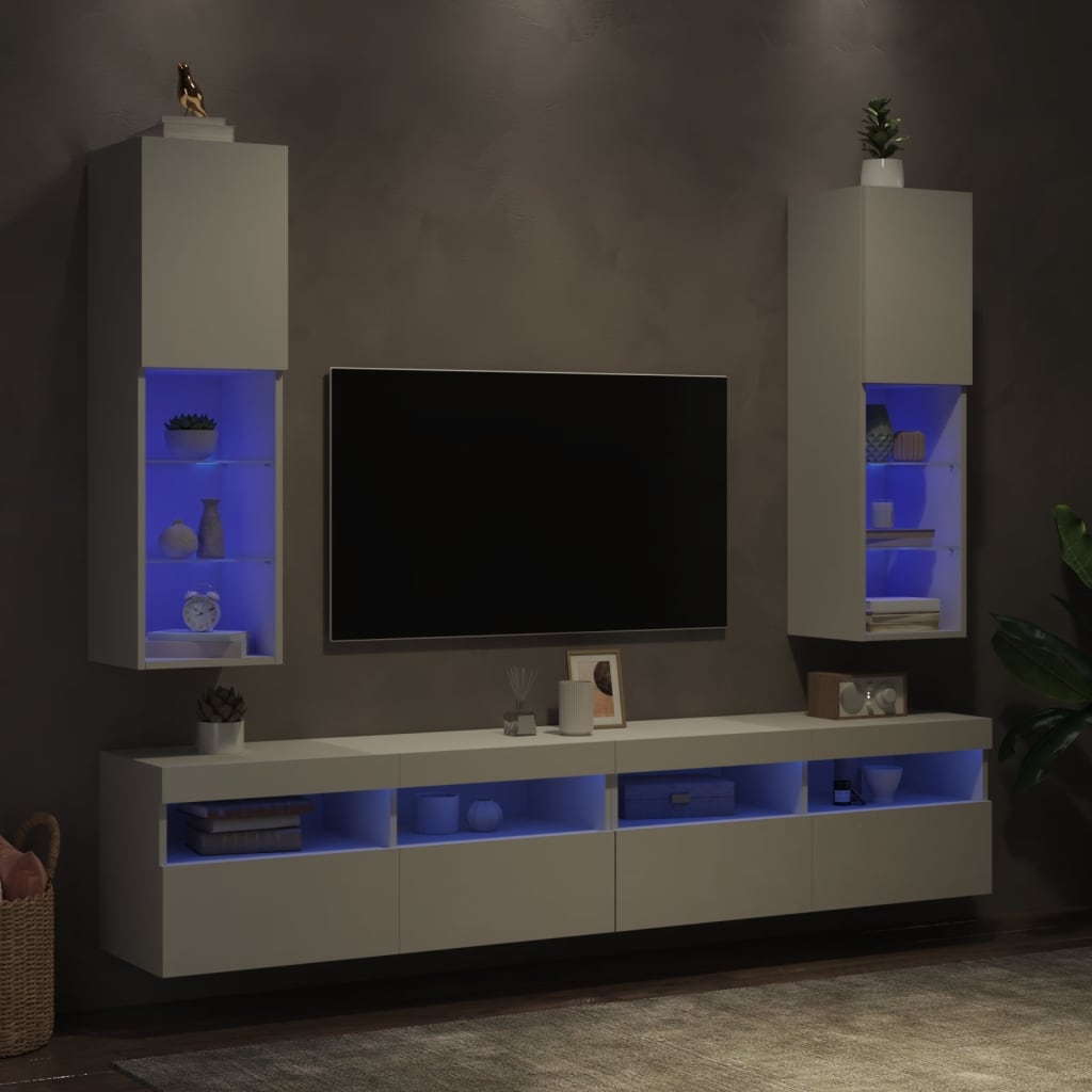 vidaXL TV-bänk med LED-belysning 2 st vit 30,5x30x102 cm