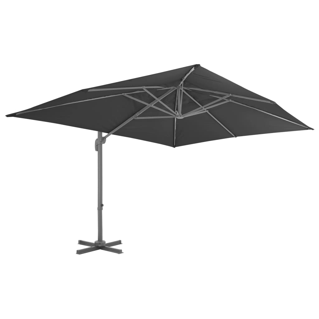 vidaXL Frihängande parasoll med aluminiumstång antracit 400x300 cm
