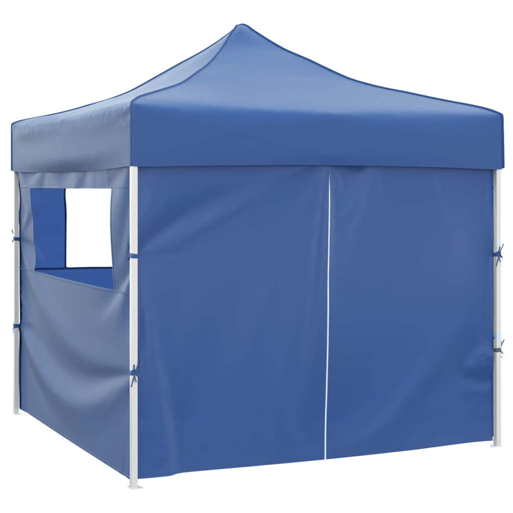 vidaXL Blått hopfällbart tält 3 x 3 m med 4 väggar