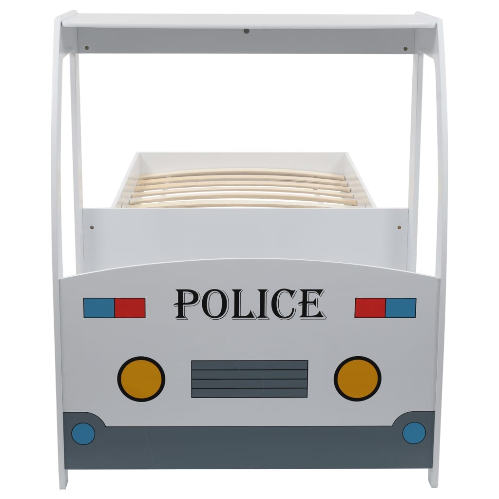 vidaXL Barnsäng polisbil med skrivbord 90x200 cm