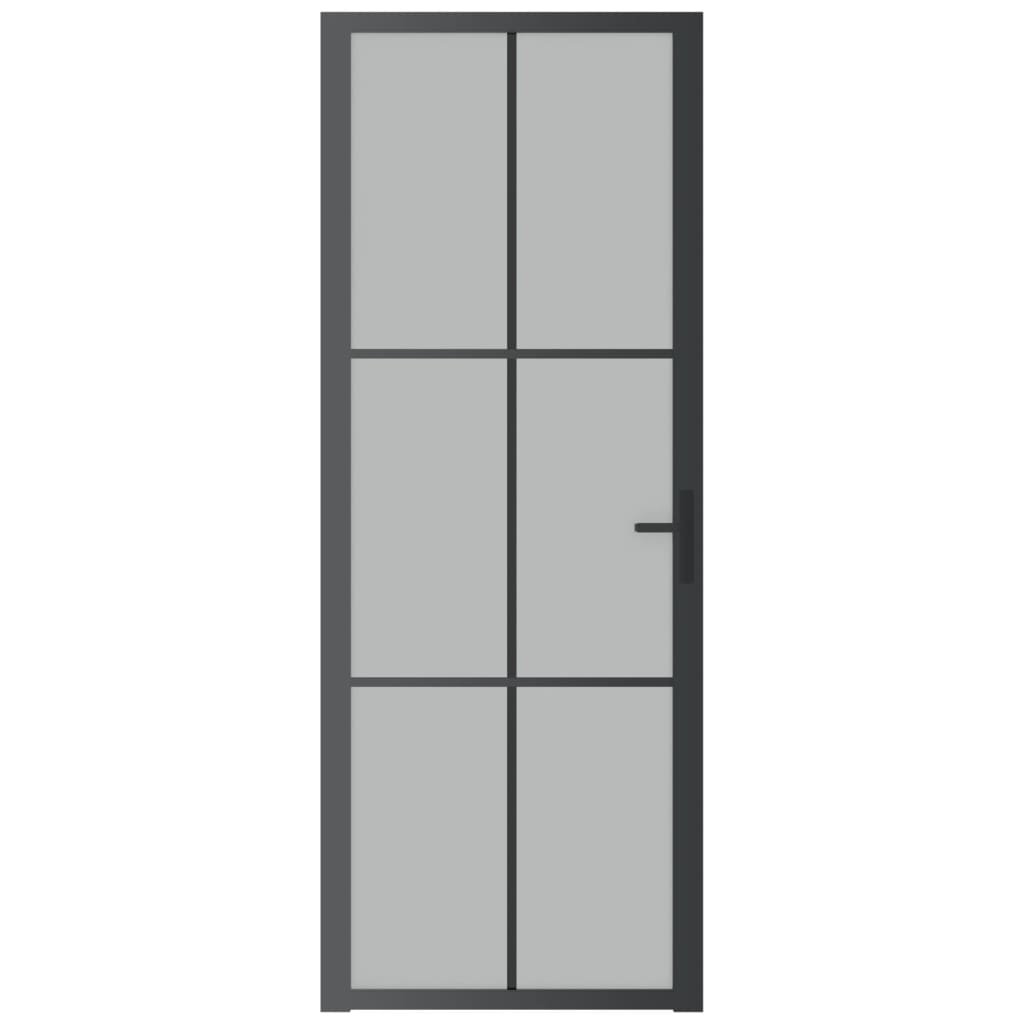vidaXL Innerdörr 76x201,5 cm svart matt glas och aluminium