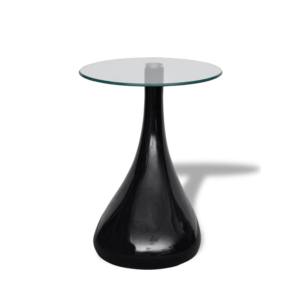 vidaXL Soffbord med rund bordsskiva i glas högglans svart