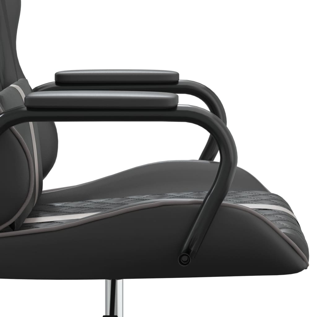 vidaXL Gamingstol med massage grå och svart konstläder