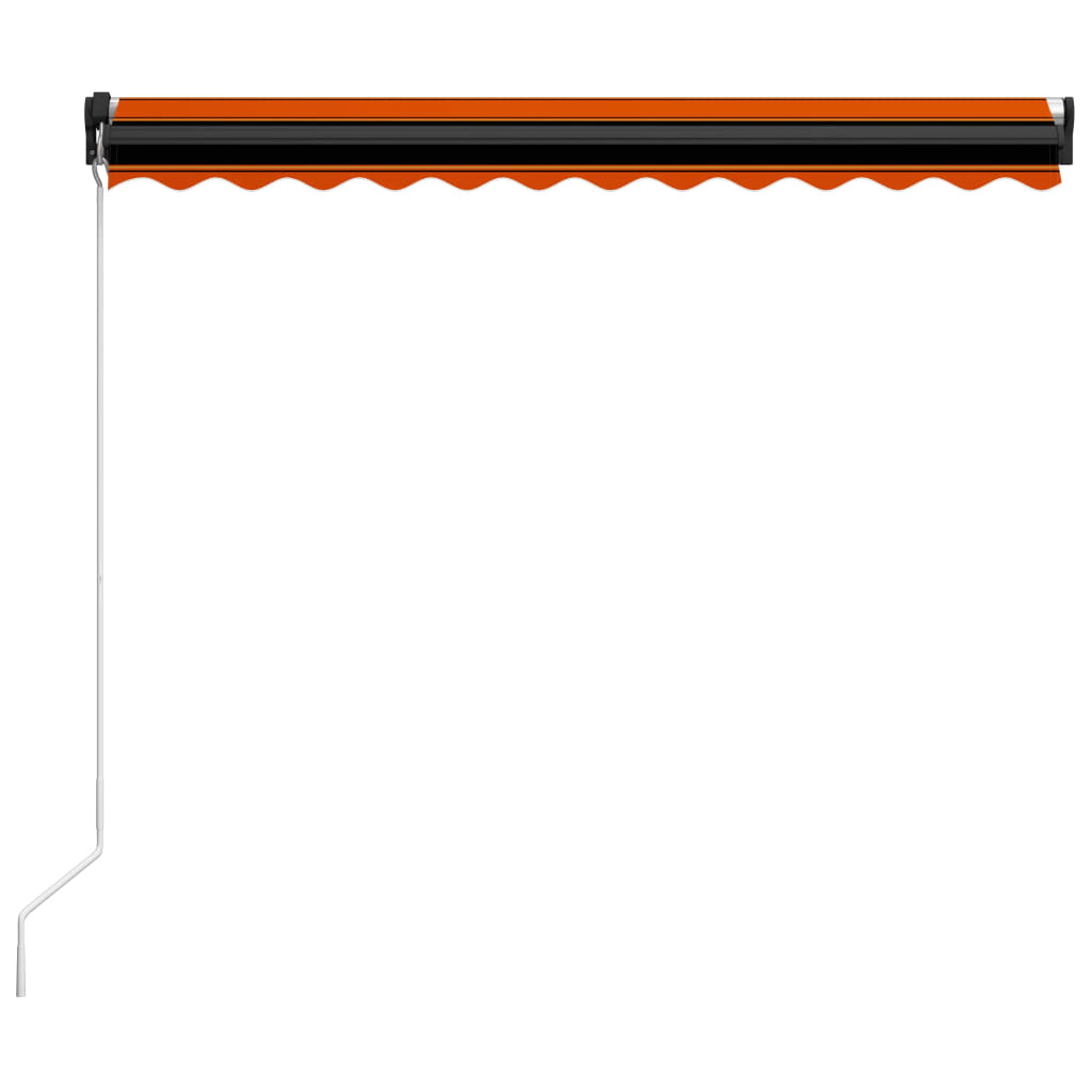 vidaXL Markis manuellt infällbar med LED 300x250 cm orange och brun