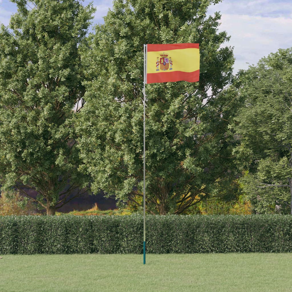 vidaXL Spaniens flagga och flaggstång 5,55 m aluminium