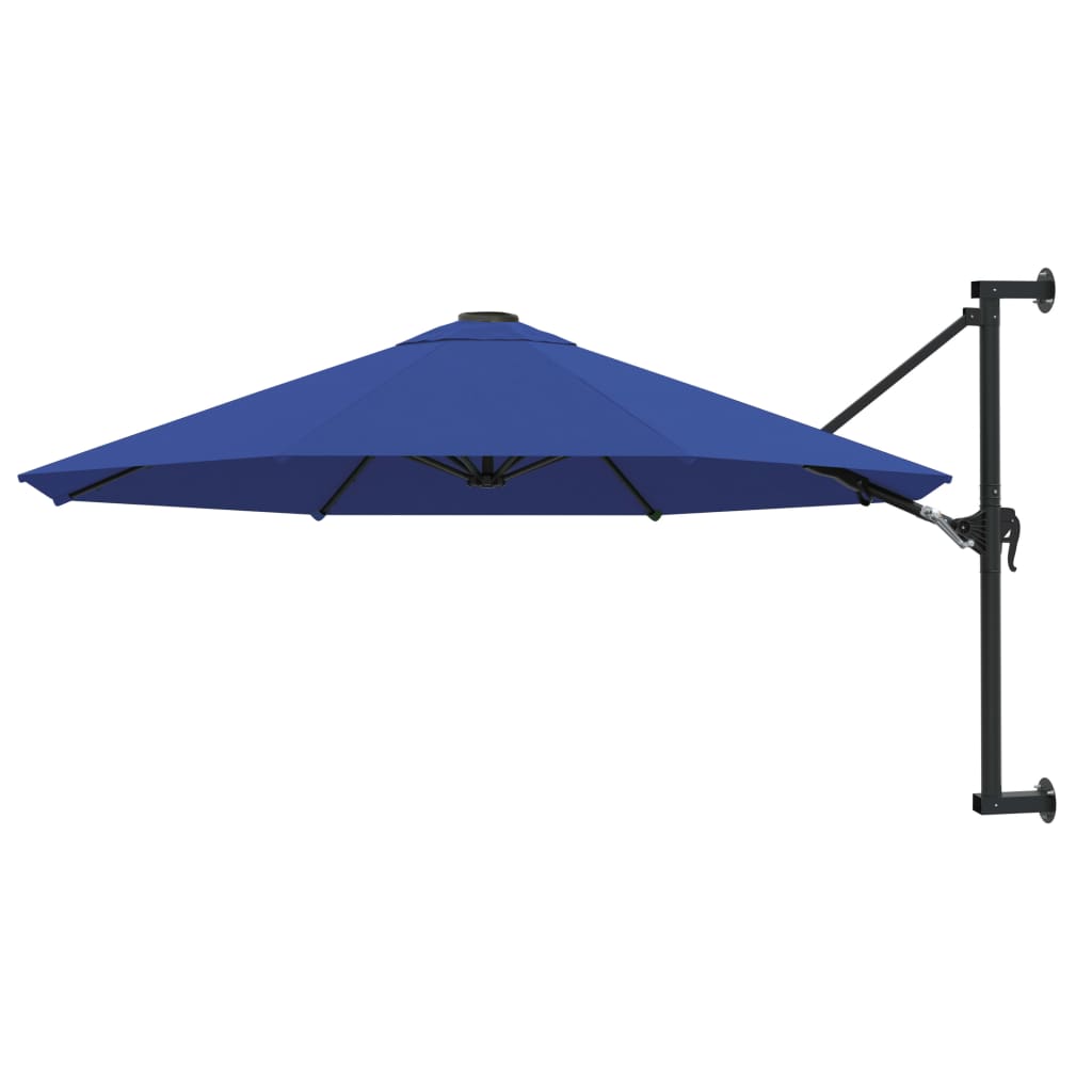 vidaXL Väggmonterat parasoll med metallstång 300 cm blue