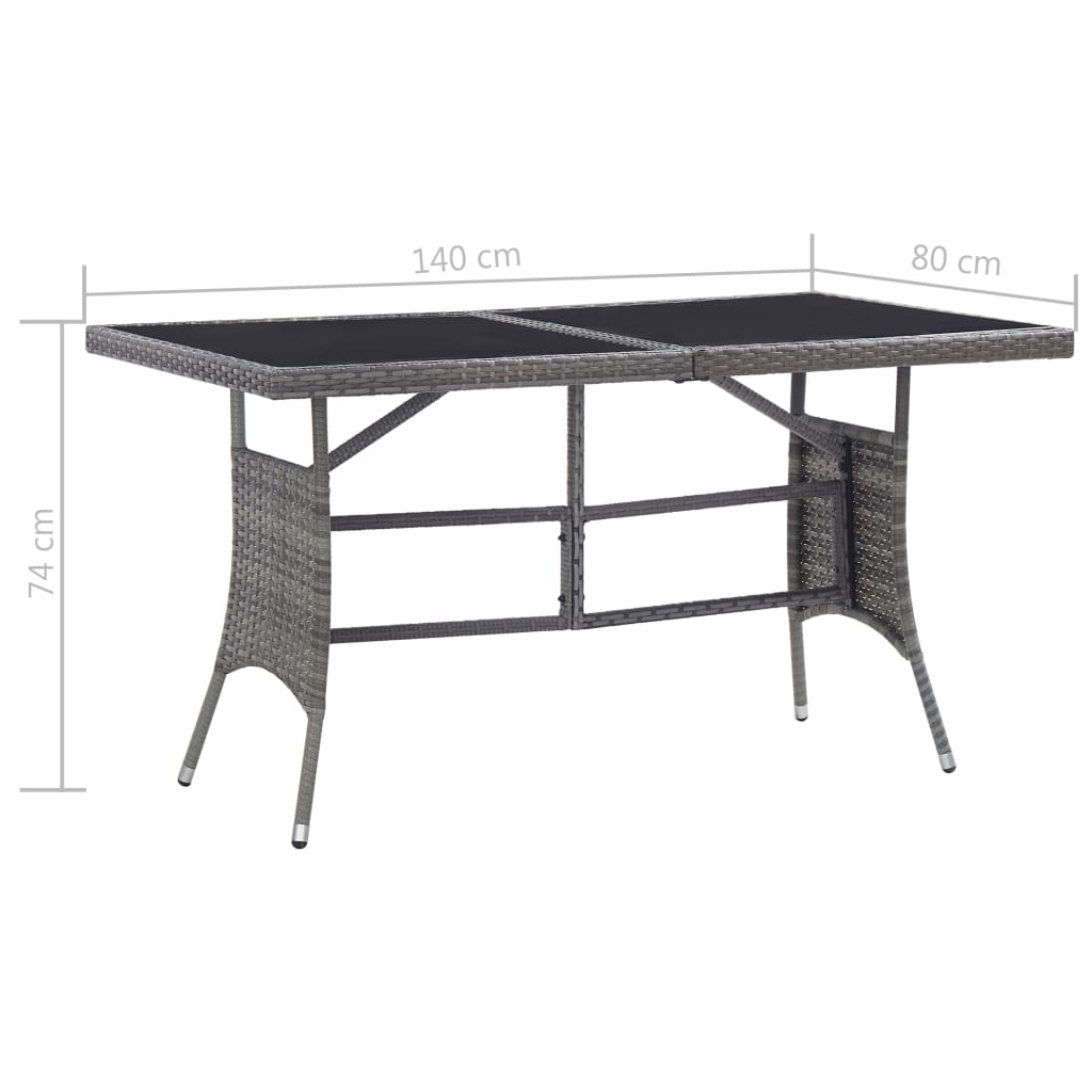 vidaXL Trädgårdsbord grå 140x80x74 cm konstrotting