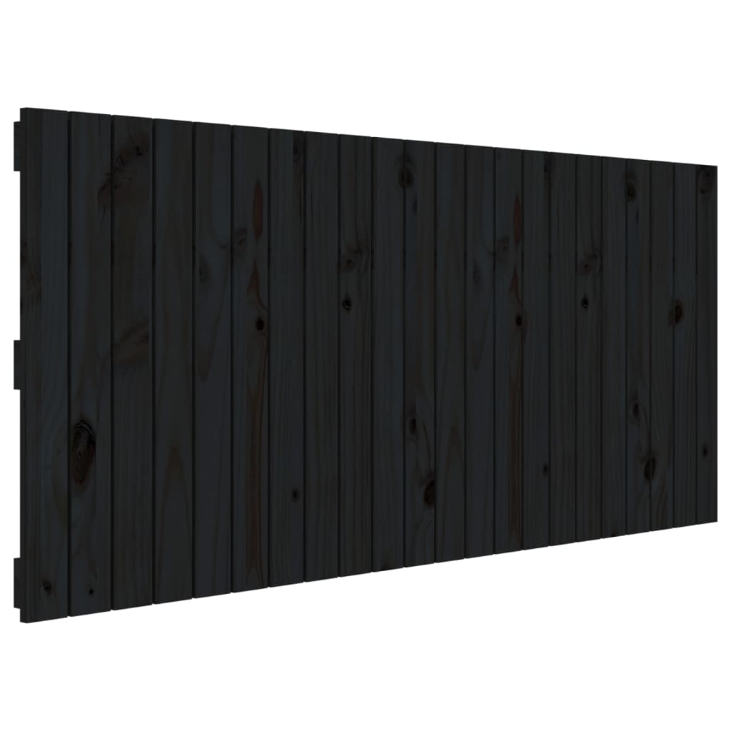 vidaXL Väggmonterad huvudgavel svart 140x3x60 cm massiv furu