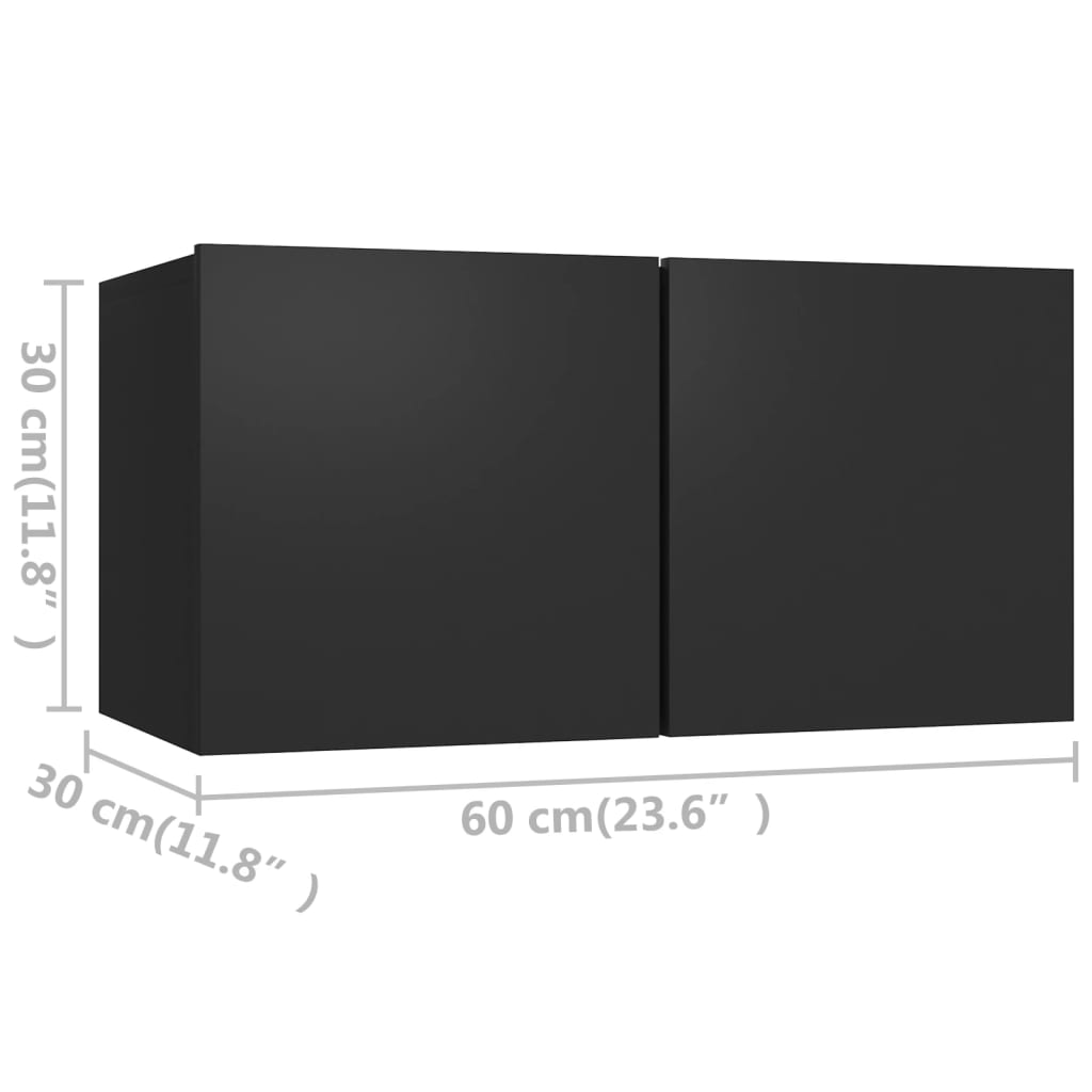 vidaXL TV-skåp 4 st svart 60x30x30 cm spånskiva