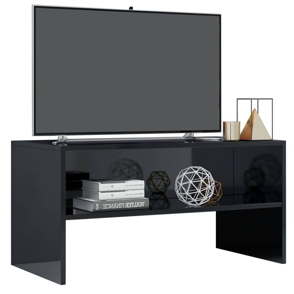 vidaXL Tv-bänk svart högglans 80x40x40 cm konstruerat trä