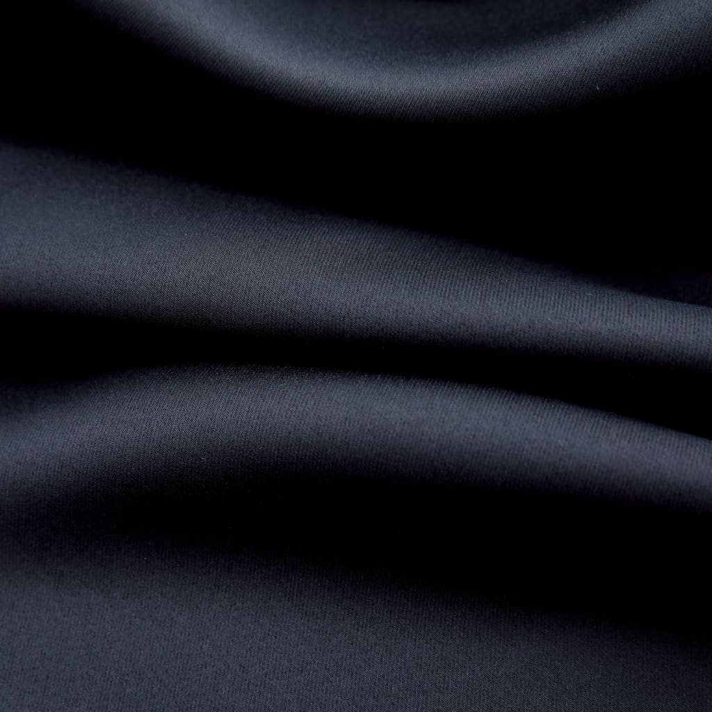 vidaXL Mörkläggningsgardiner med metallringar 2 st svart 140x225 cm