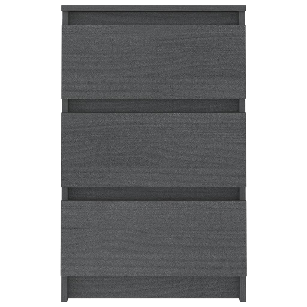 vidaXL Sängbord 2 st grå 40x29,5x64 cm massiv furu