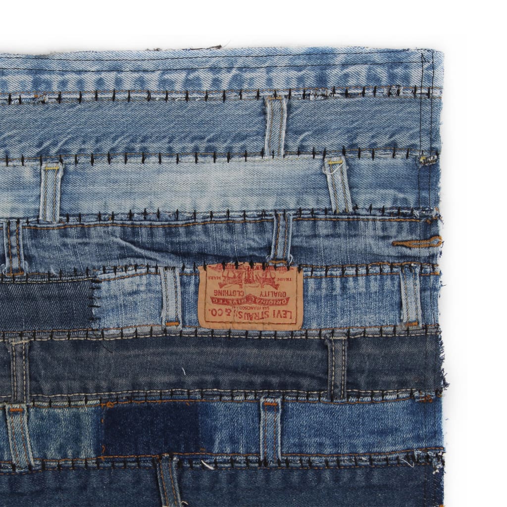 vidaXL Matta av lappade byxlinningar jeansbyxor 120x170 cm denimblå