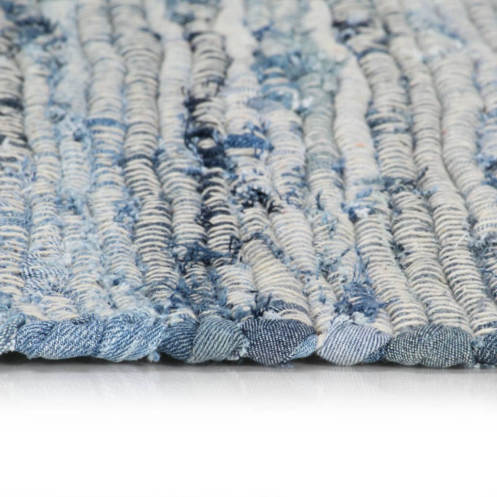vidaXL Handvävd matta Chindi denim 80x160 cm blå
