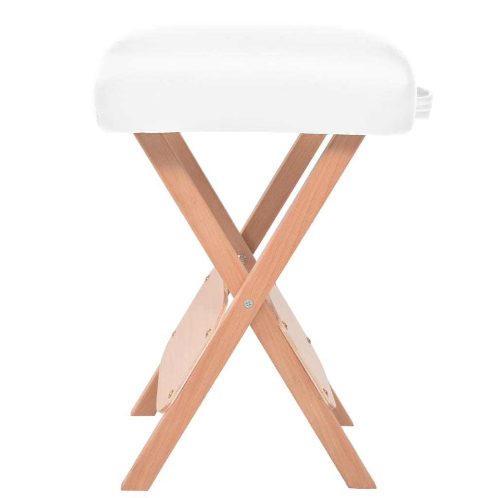 vidaXL Hopfällbar massagepall med 12 cm tjock sits och 2 bolster vit