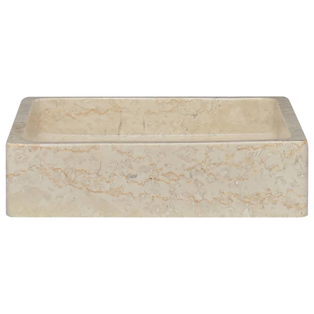 vidaXL Handfat gräddvit 40x40x10 cm marmor