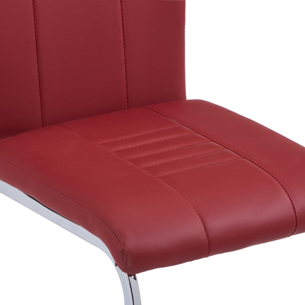 vidaXL Fribärande matstolar 4 st röd konstläder