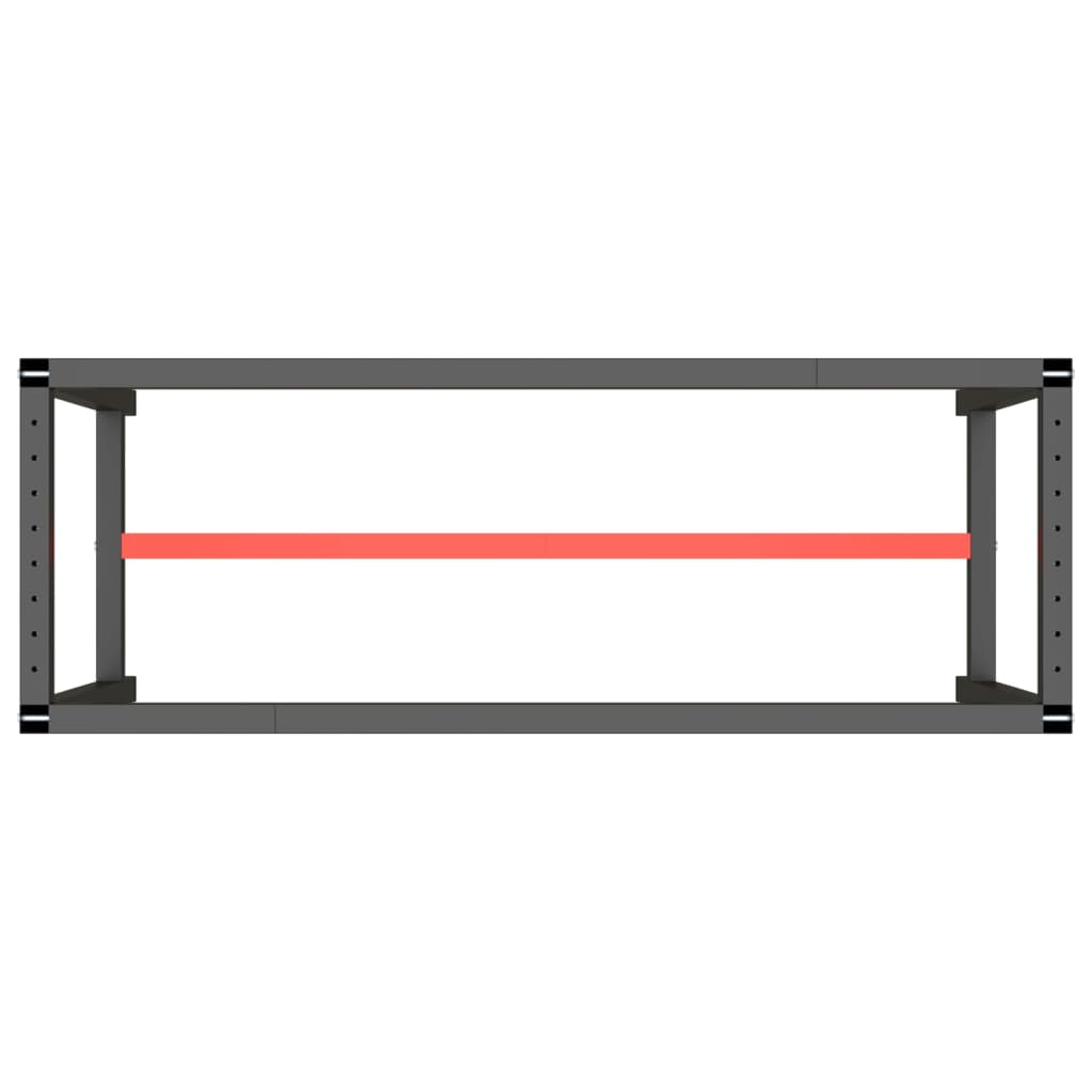 vidaXL Ram för arbetsbänk matt svart och matt röd 140x50x79 cm metall