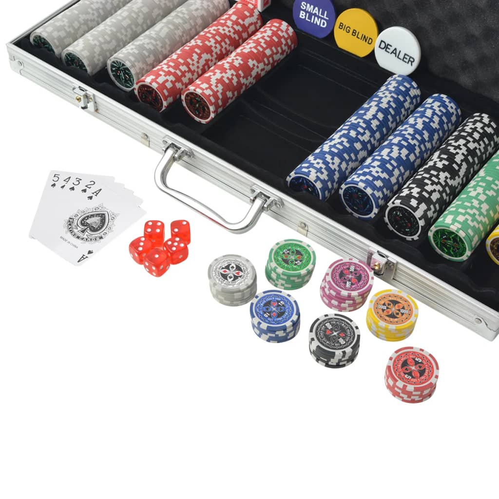vidaXL Pokerset med 500 laser-marker aluminium