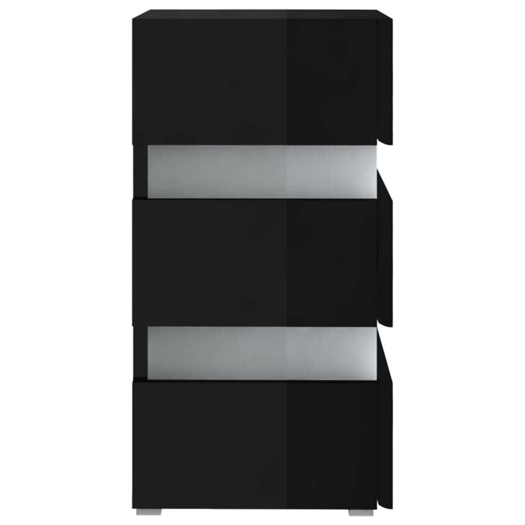 vidaXL Sängskåp LED svart högglans 45x35x67 cm spånskiva