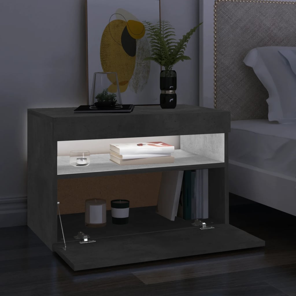 vidaXL TV-bänk med LED-belysning 2 delar betonggrå 60x35x40 cm