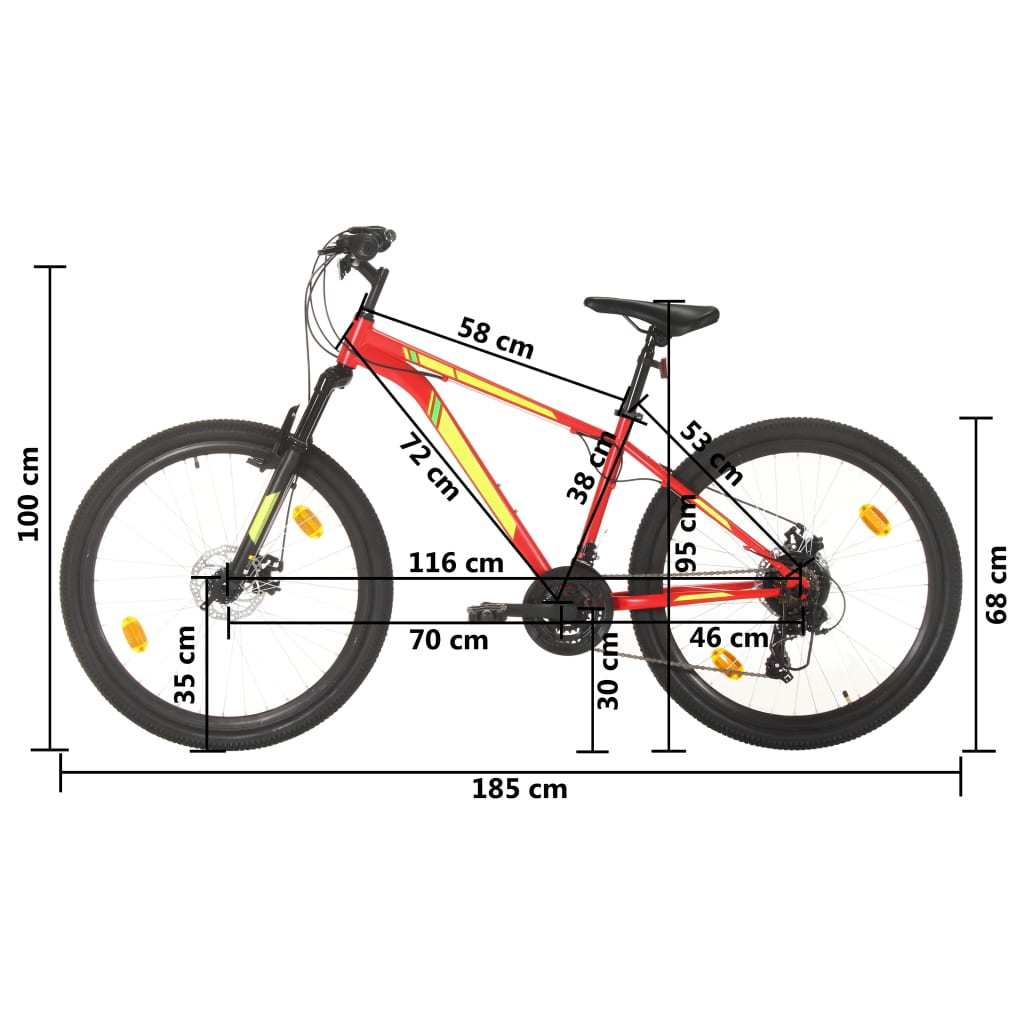 vidaXL Mountainbike 21 växlar 27,5 tums däck 38 cm röd