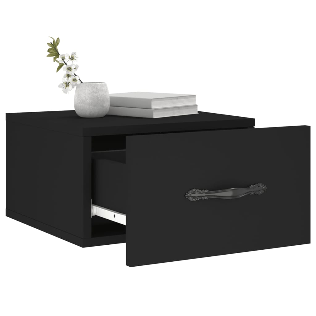 vidaXL Väggmonterat sängbord svart 35x35x20 cm