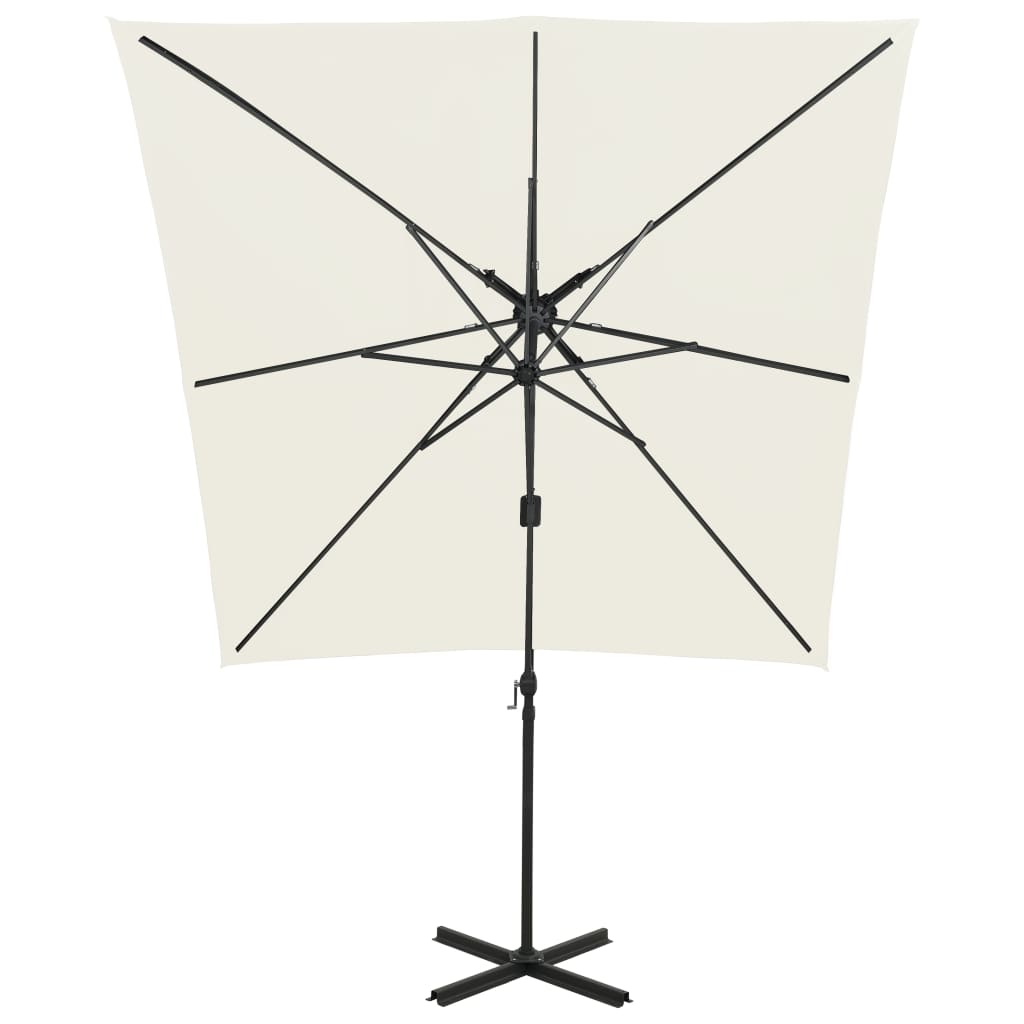 vidaXL Frihängande parasoll med ventilation 250x250 cm sand
