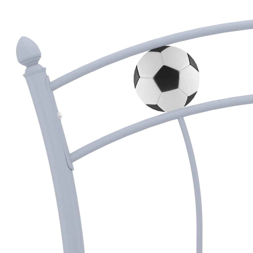 vidaXL Sängram med fotbollsdesign grå metall 90x200 cm