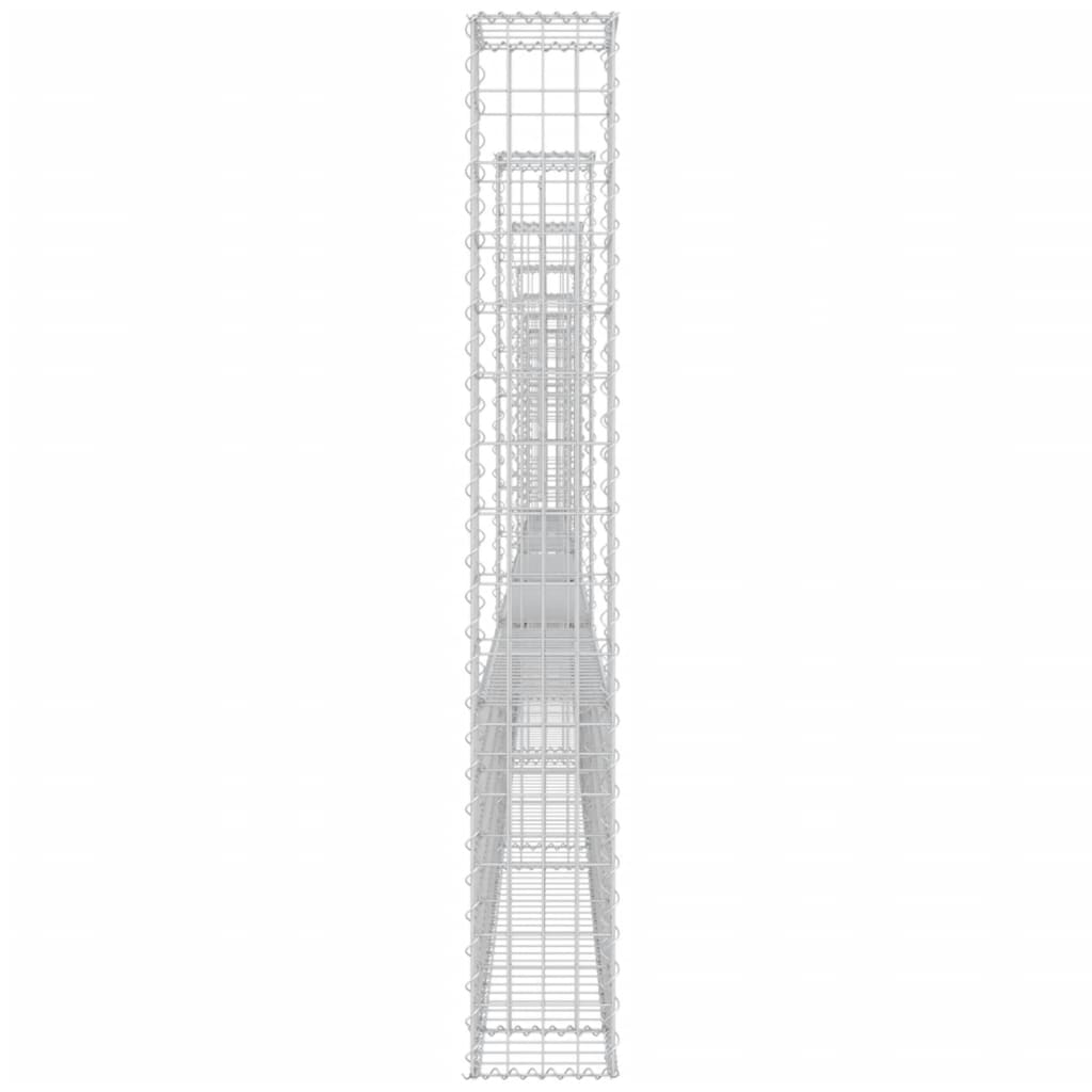 vidaXL U-formad Gabionkorg med 7 stolpar järn 740x20x150 cm