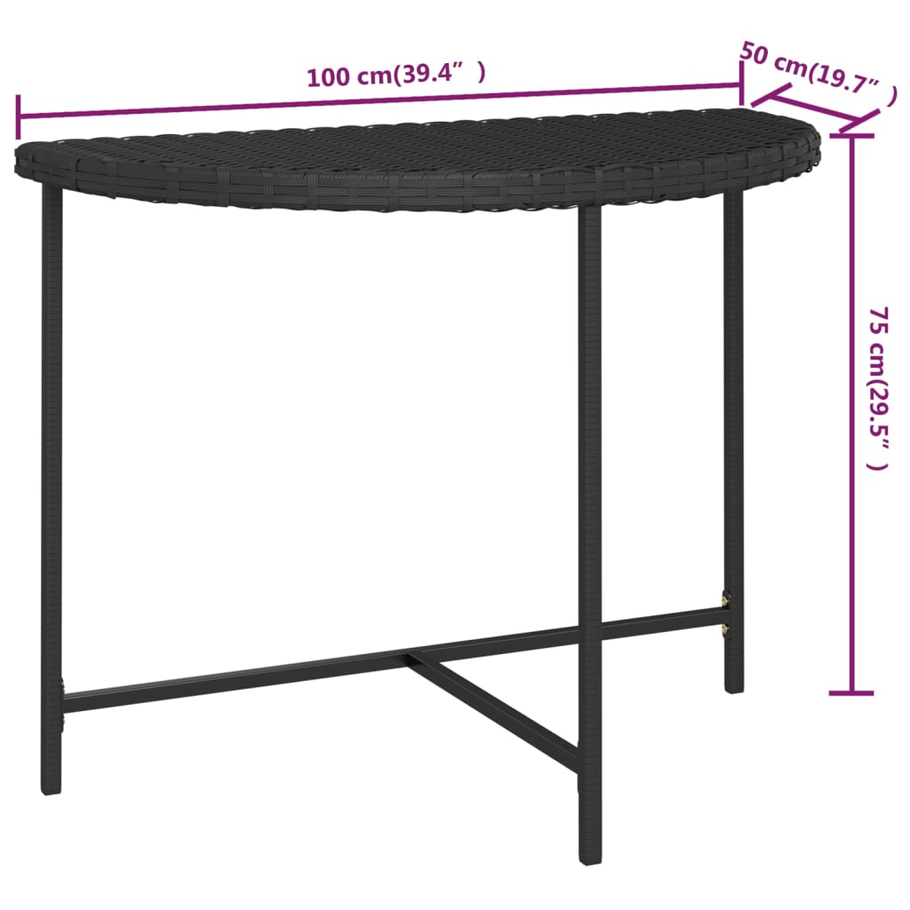 vidaXL Trädgårdsbord svart 100x50x75 cm konstrotting