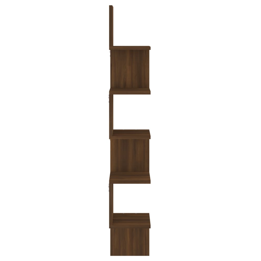 vidaXL Vägghörnhylla brun ek 20x20x127,5 cm konstruerat trä