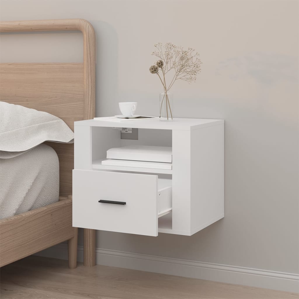 vidaXL Väggmonterade sängbord vit 50x36x40 cm