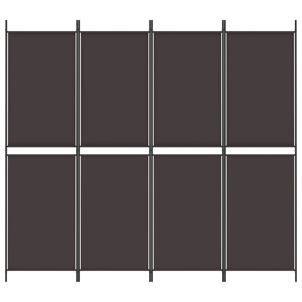 vidaXL Rumsavdelare 4 paneler brun 200x180 cm tyg