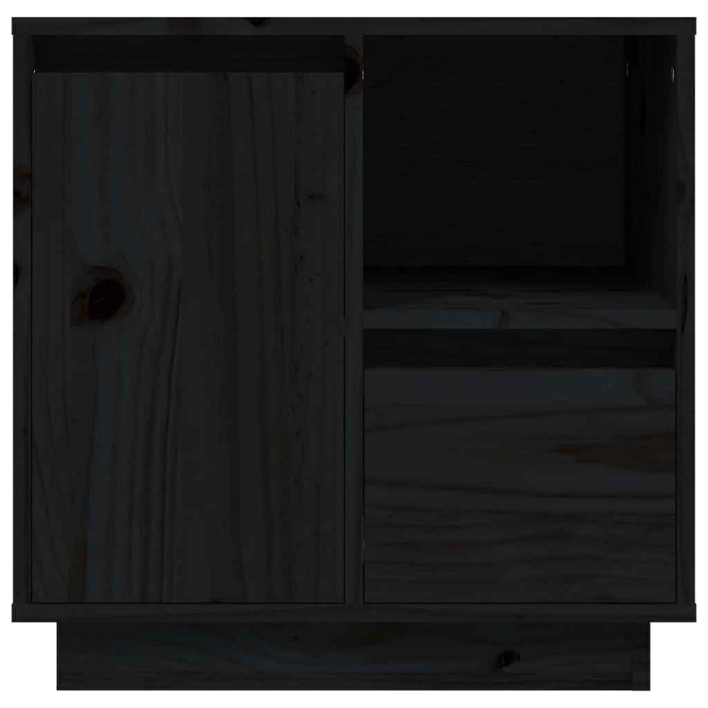 vidaXL Sängbord 2 st svart 50x34x50 cm massivt furuträ
