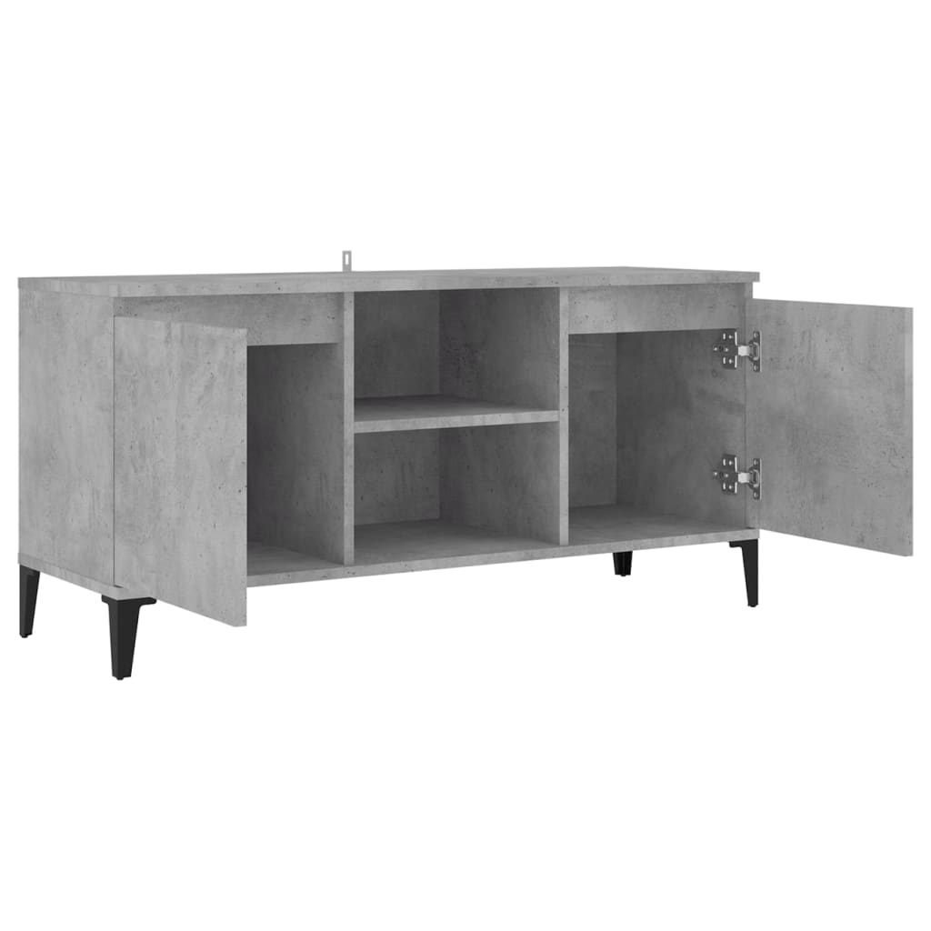 vidaXL TV-bänk med metallben betonggrå 103,5x35x50 cm