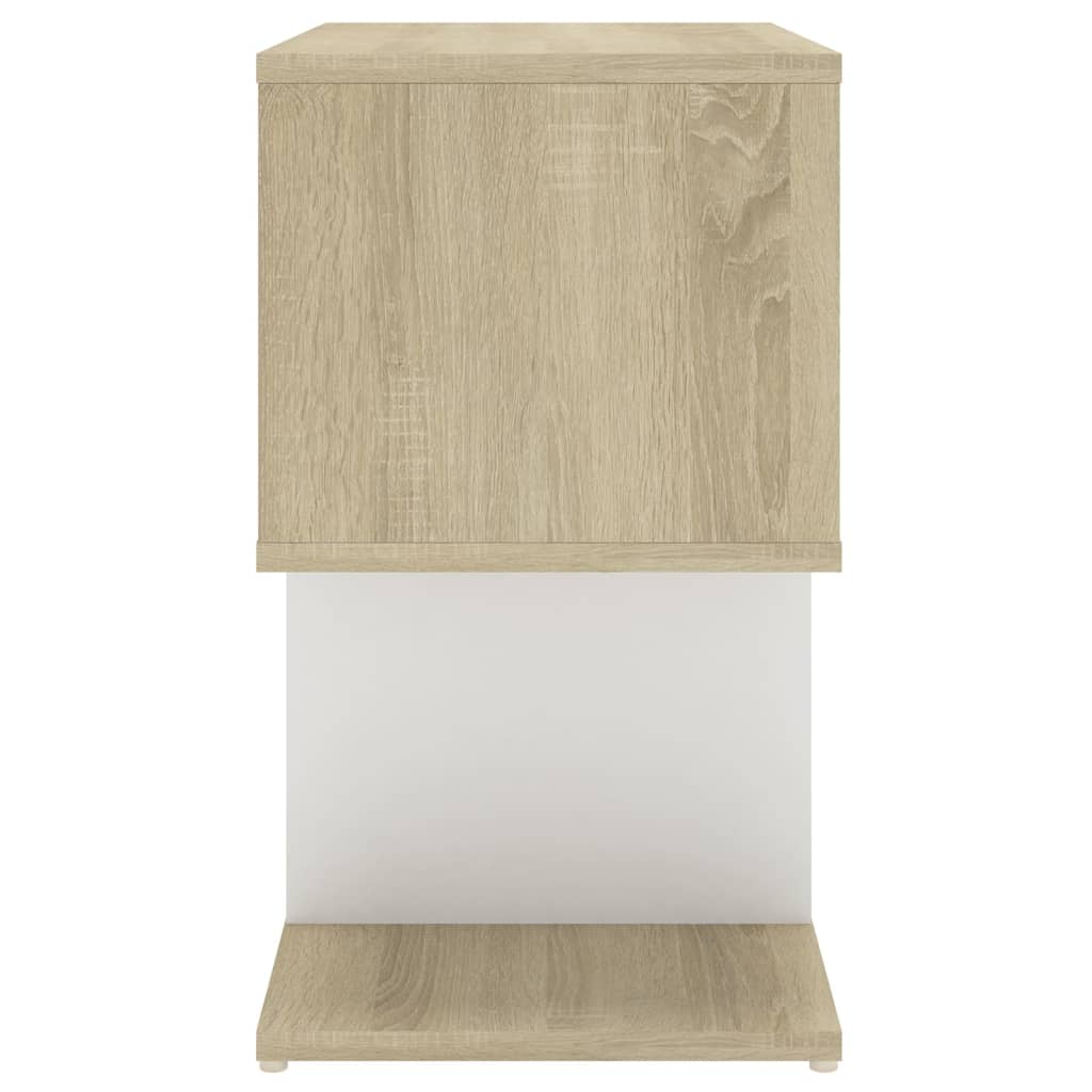 vidaXL Sängbord 2 st vit och sonoma ek 50x30x51,5 cm konstruerat trä