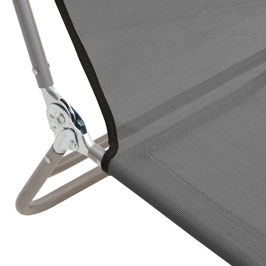 vidaXL Solstolar hopfällbara 2 st grå textilene & stål
