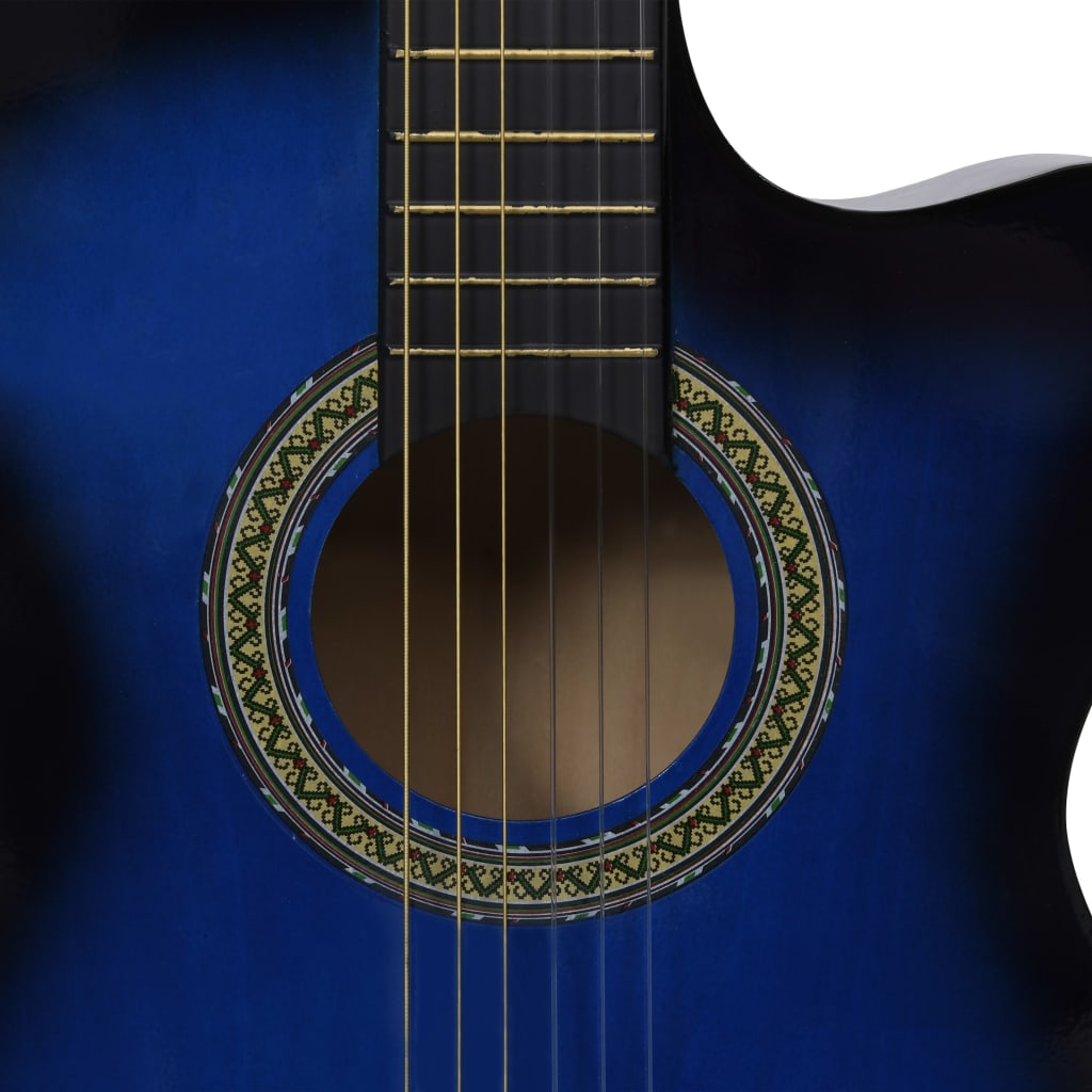 vidaXL Gitarr western 12 delar med EQ-pedal och 6 strängar blå