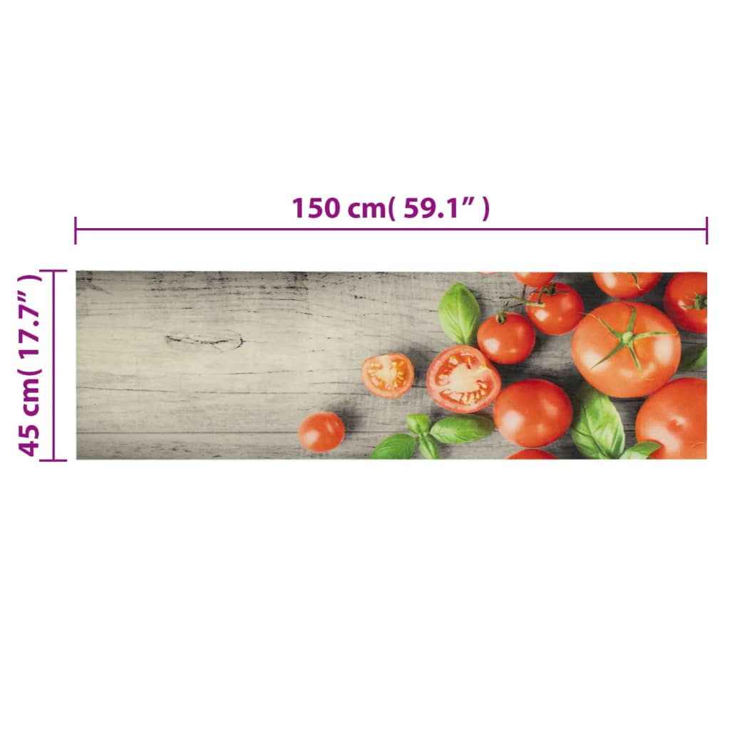 vidaXL Köksmatta maskintvättbar tomater 45x150 cm sammet
