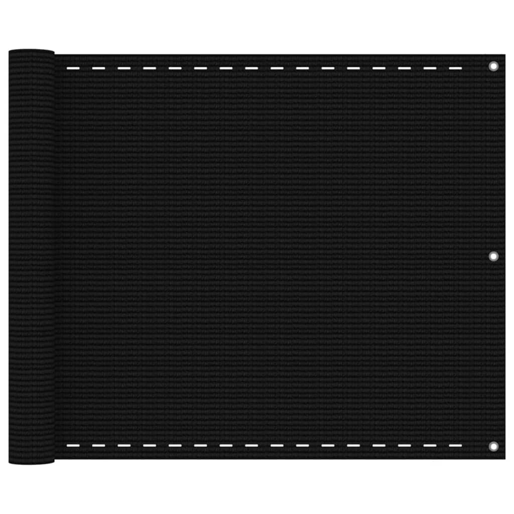 vidaXL Balkongskärm svart 75x300 cm HDPE