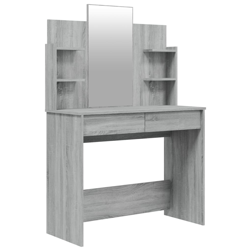 vidaXL Sminkbord med spegel grå sonoma 96x40x142 cm