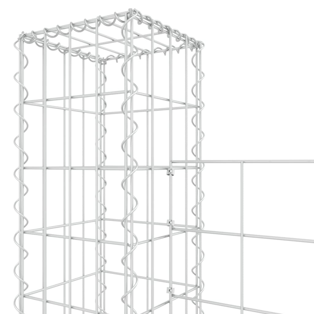 vidaXL U-formad gabionkorg med 4 stolpar järn 380x20x200 cm