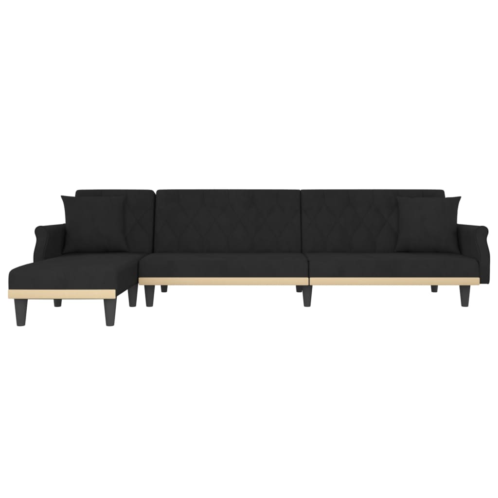 vidaXL L-formad soffa svart 271x140x70 cm sammet