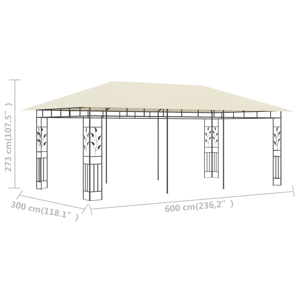 vidaXL Paviljong med myggnät 6x3x2,73 m gräddvit
