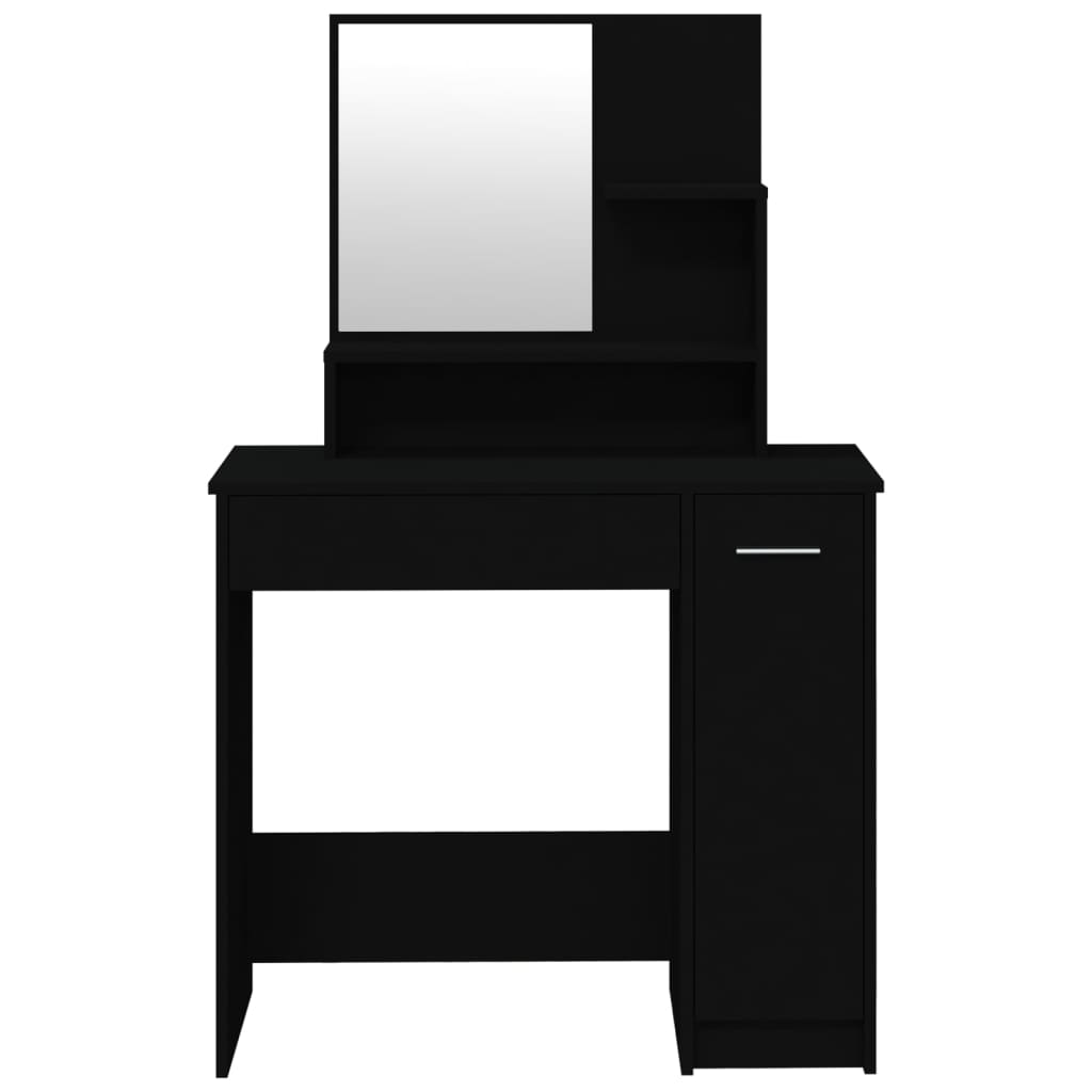 vidaXL Sminkbord svart 86,5x35x136 cm