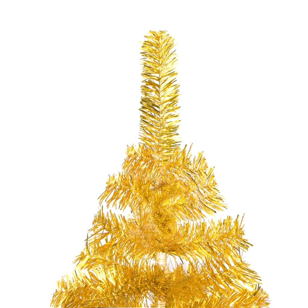 vidaXL Belyst plastgran med fot guld 180 cm PET