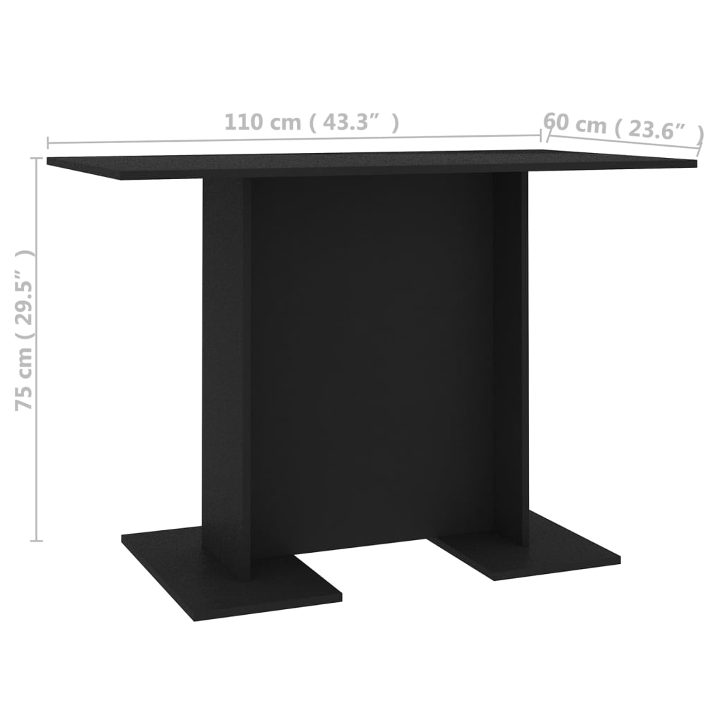 vidaXL Matbord svart 110x60x75 cm konstruerat trä