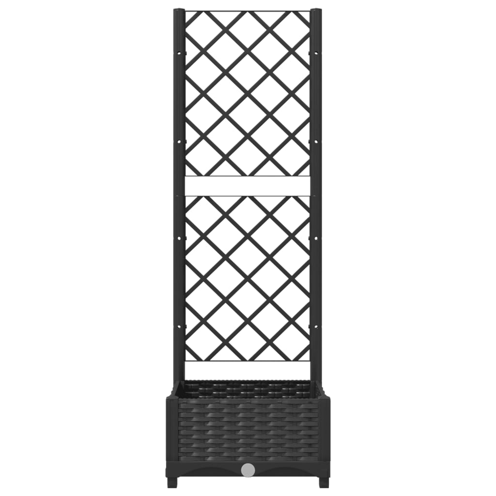 vidaXL Odlingslåda med spaljé svart 40x40x121,5 cm PP