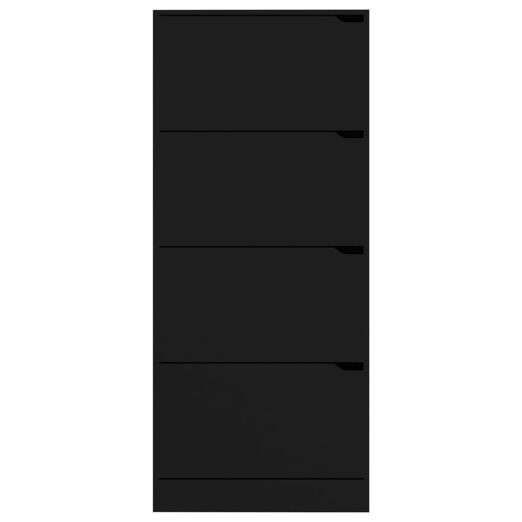 vidaXL Skoskåp med 4 dörrar svart 59x24x136 cm spånskiva